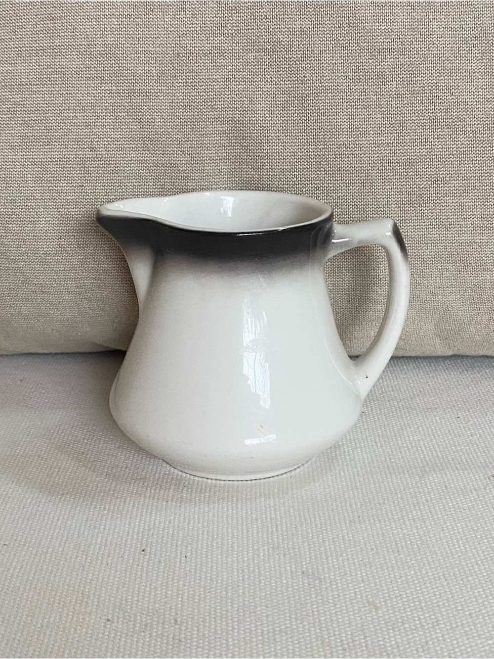 Vintage McNicol China Restaurant Ware Creamer White w ombré Black Trim 3.5”